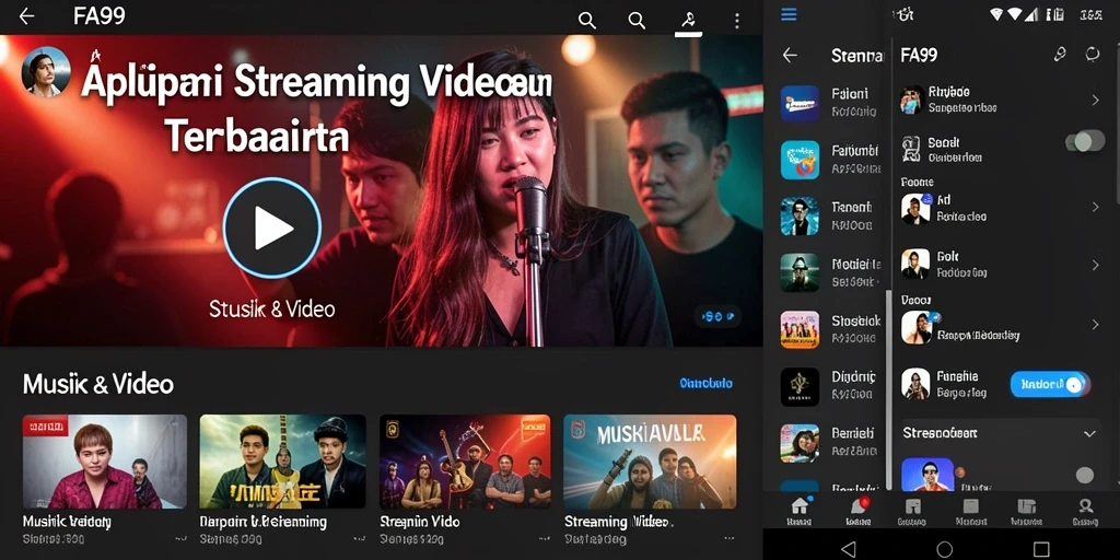 Antarmuka pengguna FA99 menampilkan fungsi Streaming Video yang menarik.
