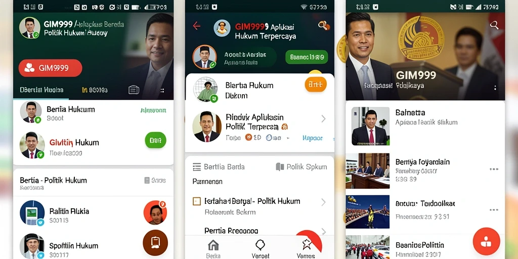 Antarmuka GIM999 menampilkan berita politik dan hukum yang terkini.