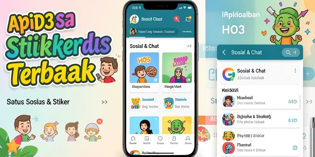 Tampilan antarmuka utama aplikasi Status & Stiker HO3 yang menarik.