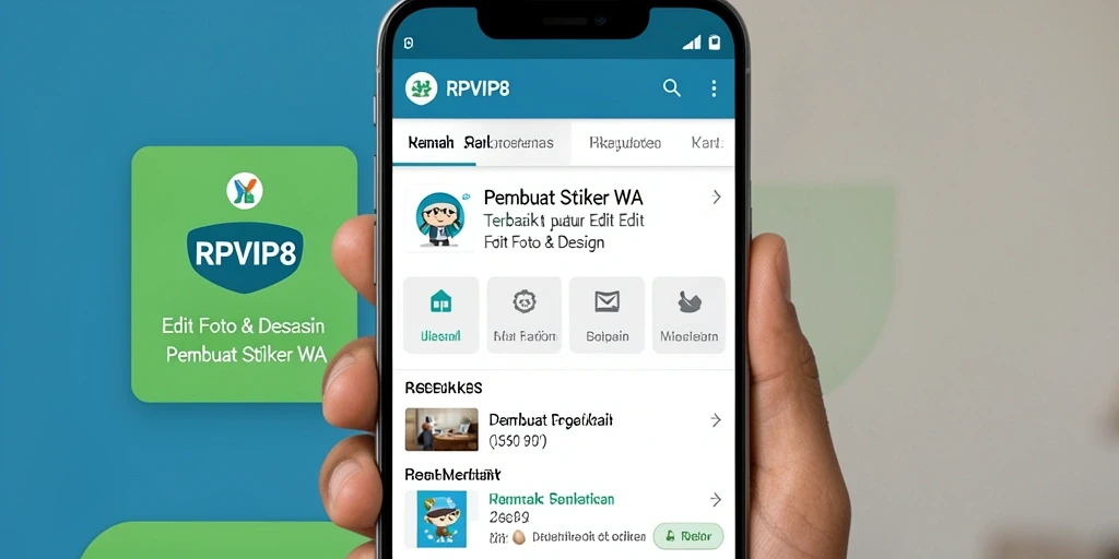 Antarmuka aplikasi RPVIP8 yang menarik dan fungsional untuk membuat stiker.