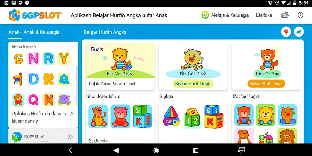 Antarmuka SGPSLOT yang ramah anak untuk belajar huruf dan angka.