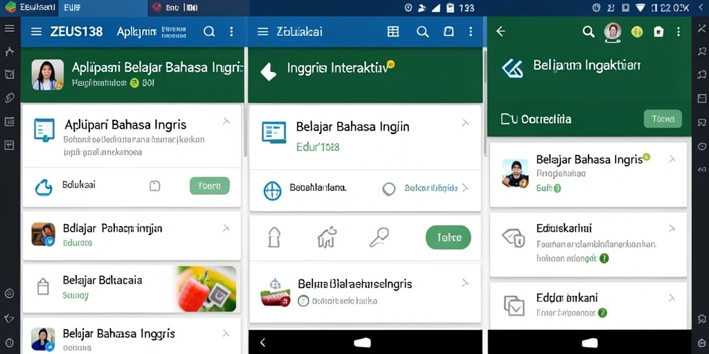 Antarmuka interaktif ZEUS138 untuk belajar bahasa Inggris.